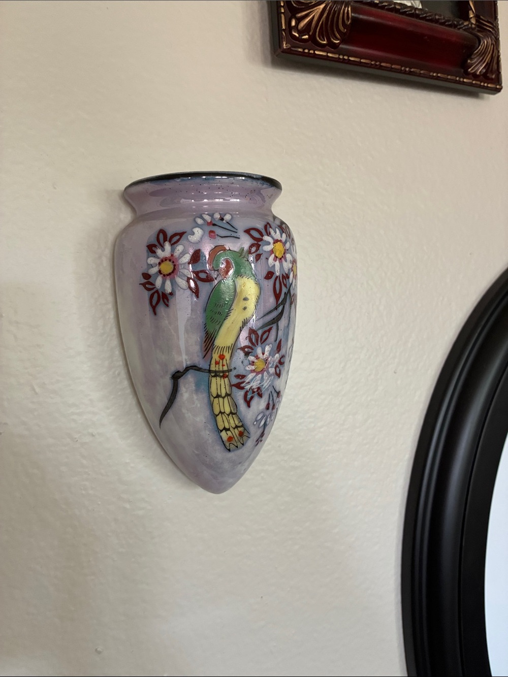 Vintage Japanese Lusterware Wall Pocket Vase